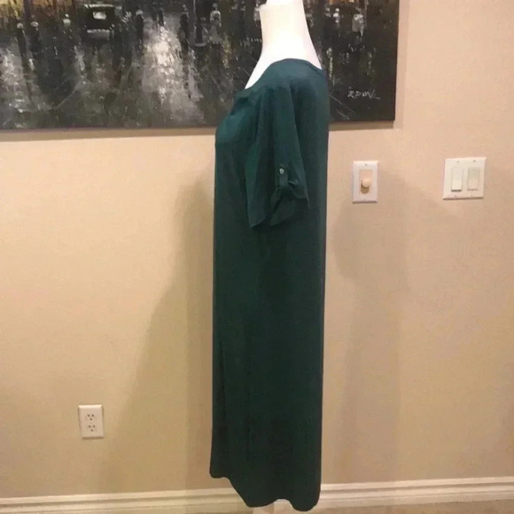Premise Dresses Green Short Sleeve T-Shirt Styling w/gold button sleeve-XL - Picture 4 of 7